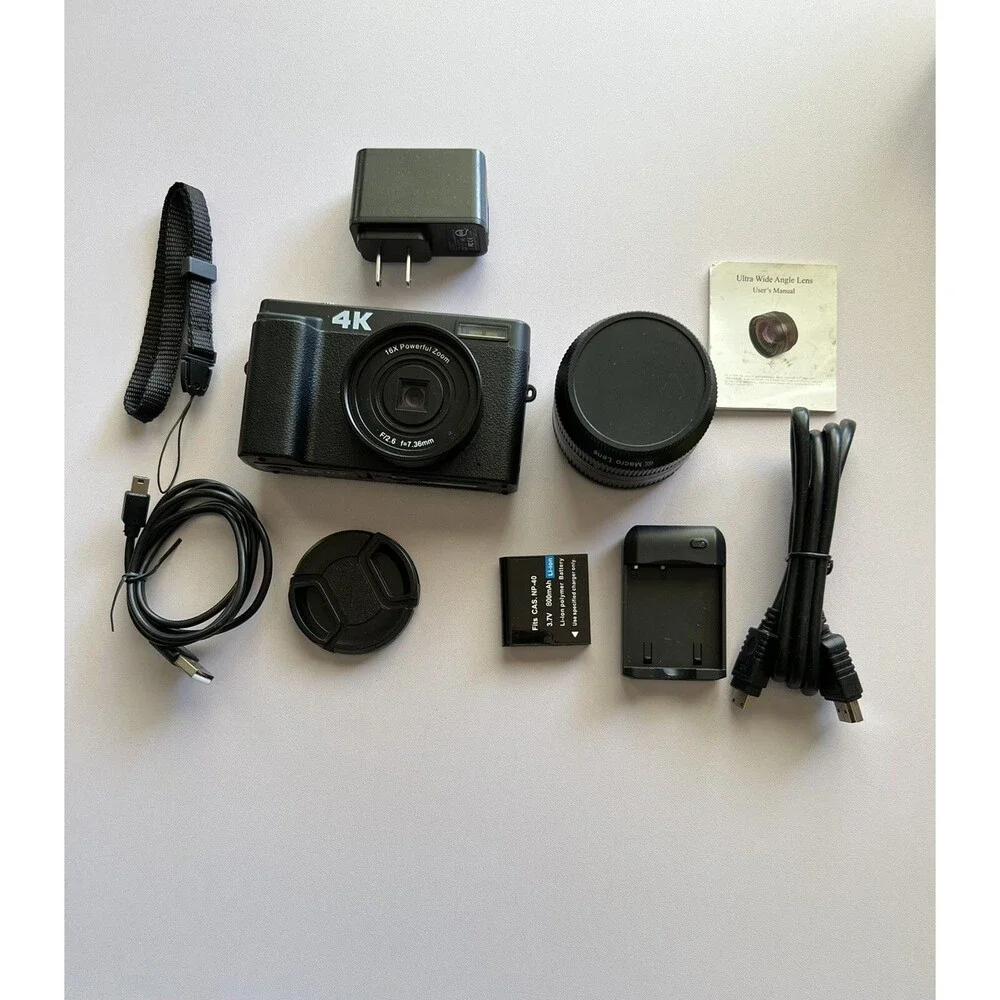 4K Digital Camera 48MP Video Camcorder 16X Vlog Digital Zoom Camera 32GB SD
